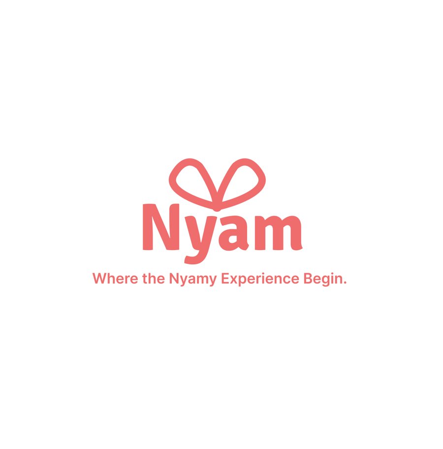 Nyam logo: a red gift-box bow above the word Nyam