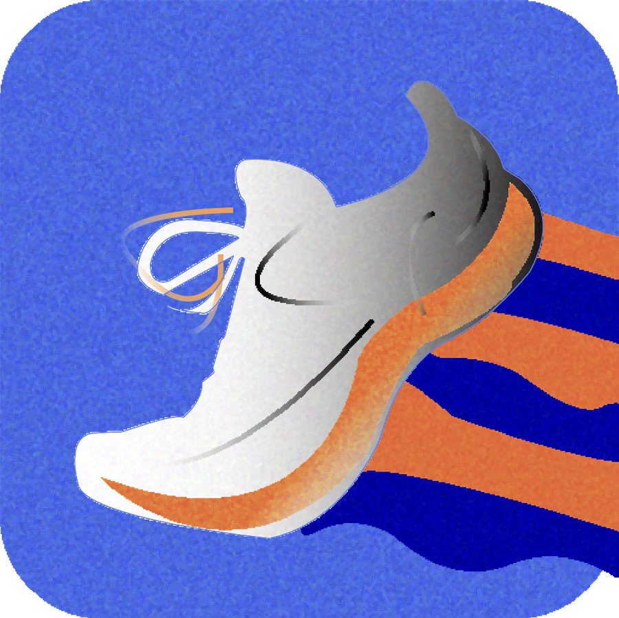 Swift Pulse app icon: a running shoe on a blue background
